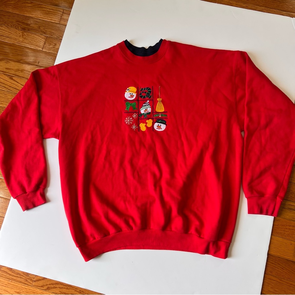 Y2K Red Festive Crewneck Sweater